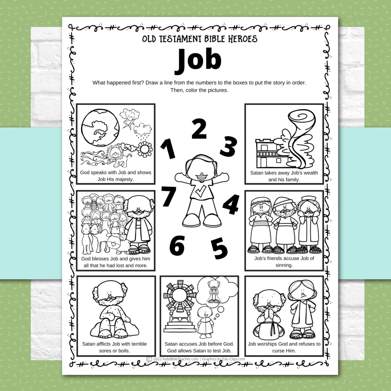 Job Bible Story Activity Pages In 3 Levels For Kindergarten Through 6t Kids Bible Teacher