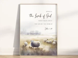 John 1 29 Behold The Lamb Of God Bible Verse Wall Art Printable Modern Christian Religious Easter Decoration Scripture Quote Artwork Poster Etsy