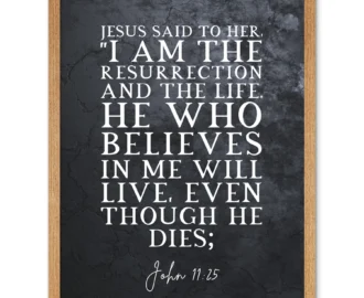 John 11 25 Jesus I Am The Resurrection And The Life Christian Bible Verse Quote Scripture Typography Art Print Framed Poster Wall Decor 12x16 Inch Walmart