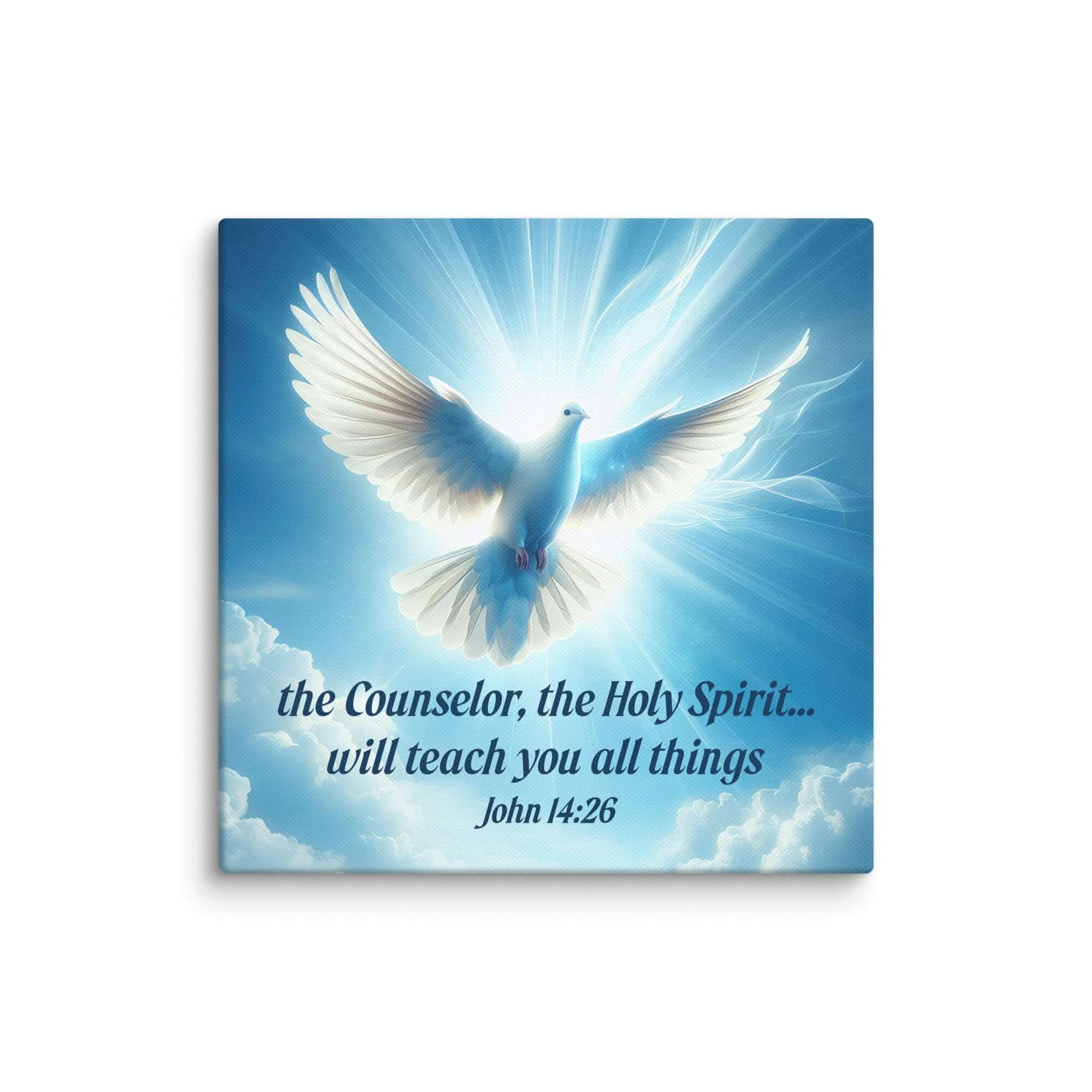 John 14 26 Verse Holy Spirit Dove Canvas Print Wall Art WatermarkWaves