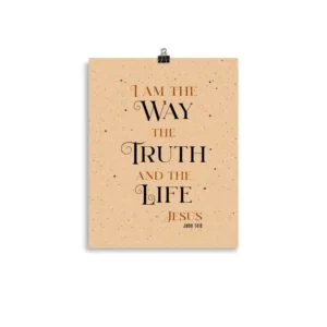 John 14 6 Verse Color Text Brown Background Poster Wall Art