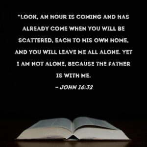John 16 32 Look An Hour Is Coming And Has Already Come When You Will Be Scattered Each To His Own Home And You Will Leave Me All Alone Yet I Am Not