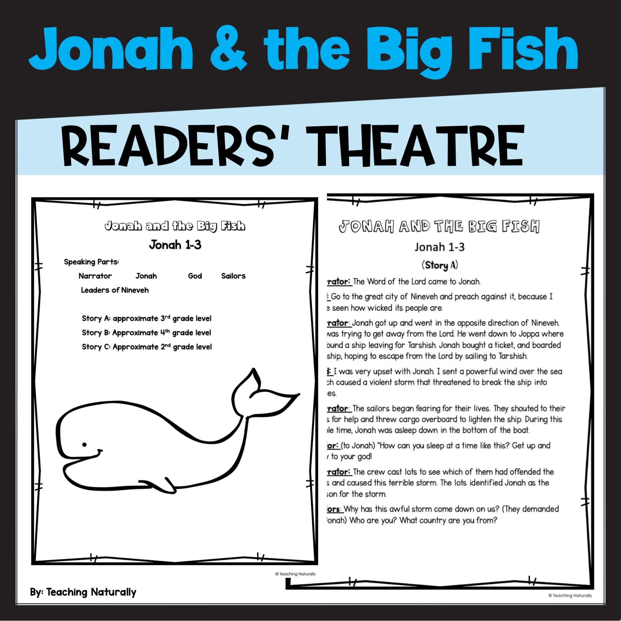 Jonah And The Big Fish Whale Bible Story Readers Theatre Script Made By Teachers