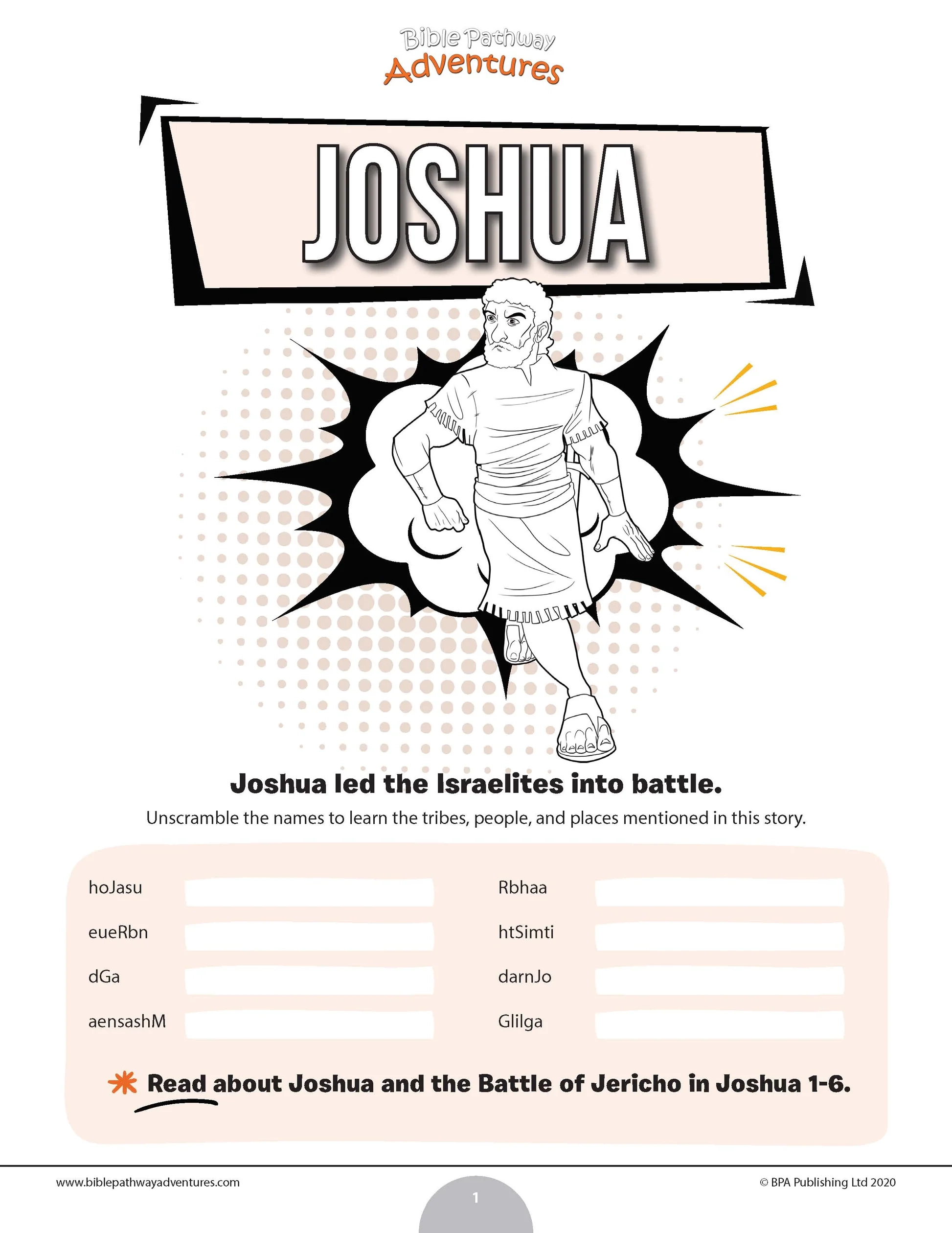 Joshua Bible Word Scramble PDF Bible Pathway Adventures