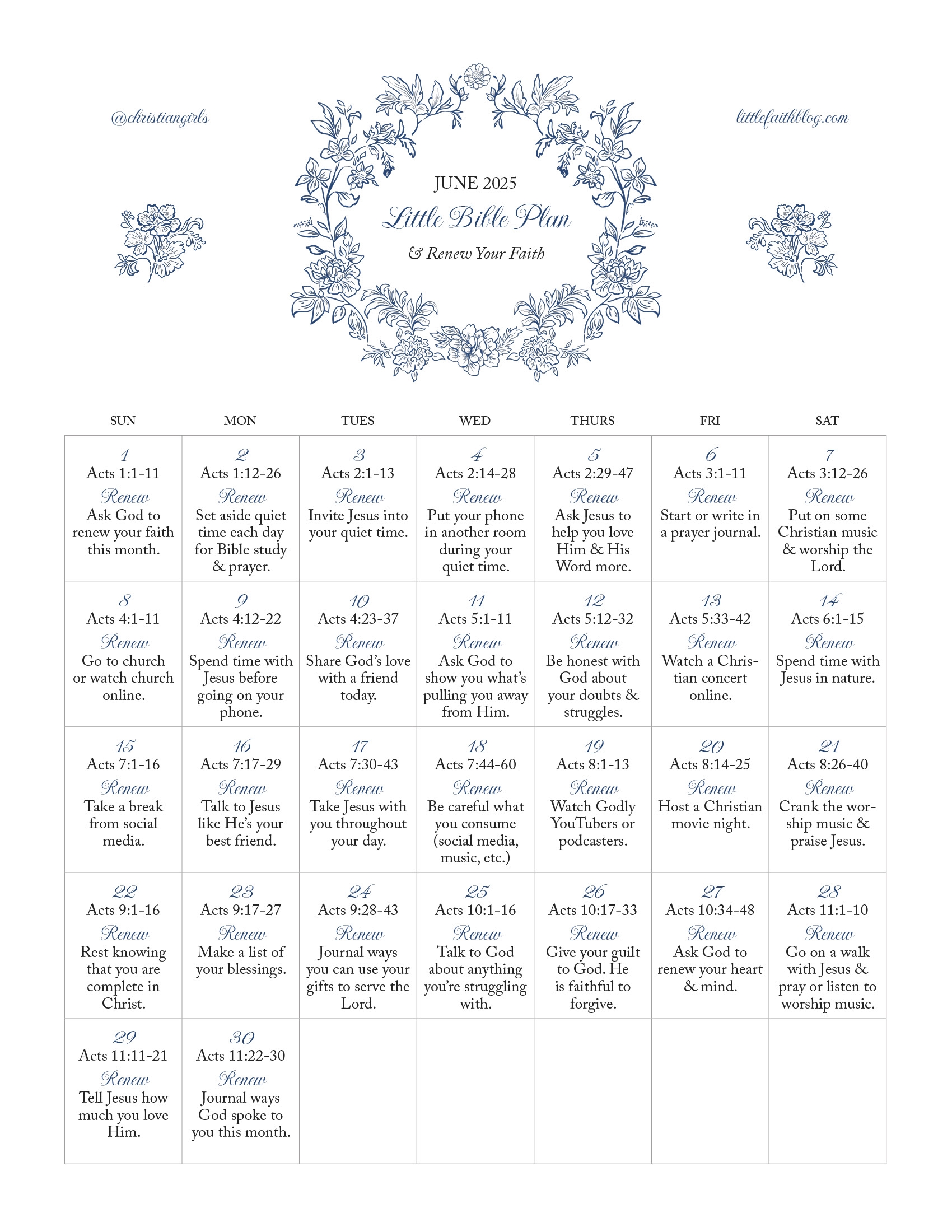 June 2025 Little Bible Plan Renew Your Faith Little Faith Blog