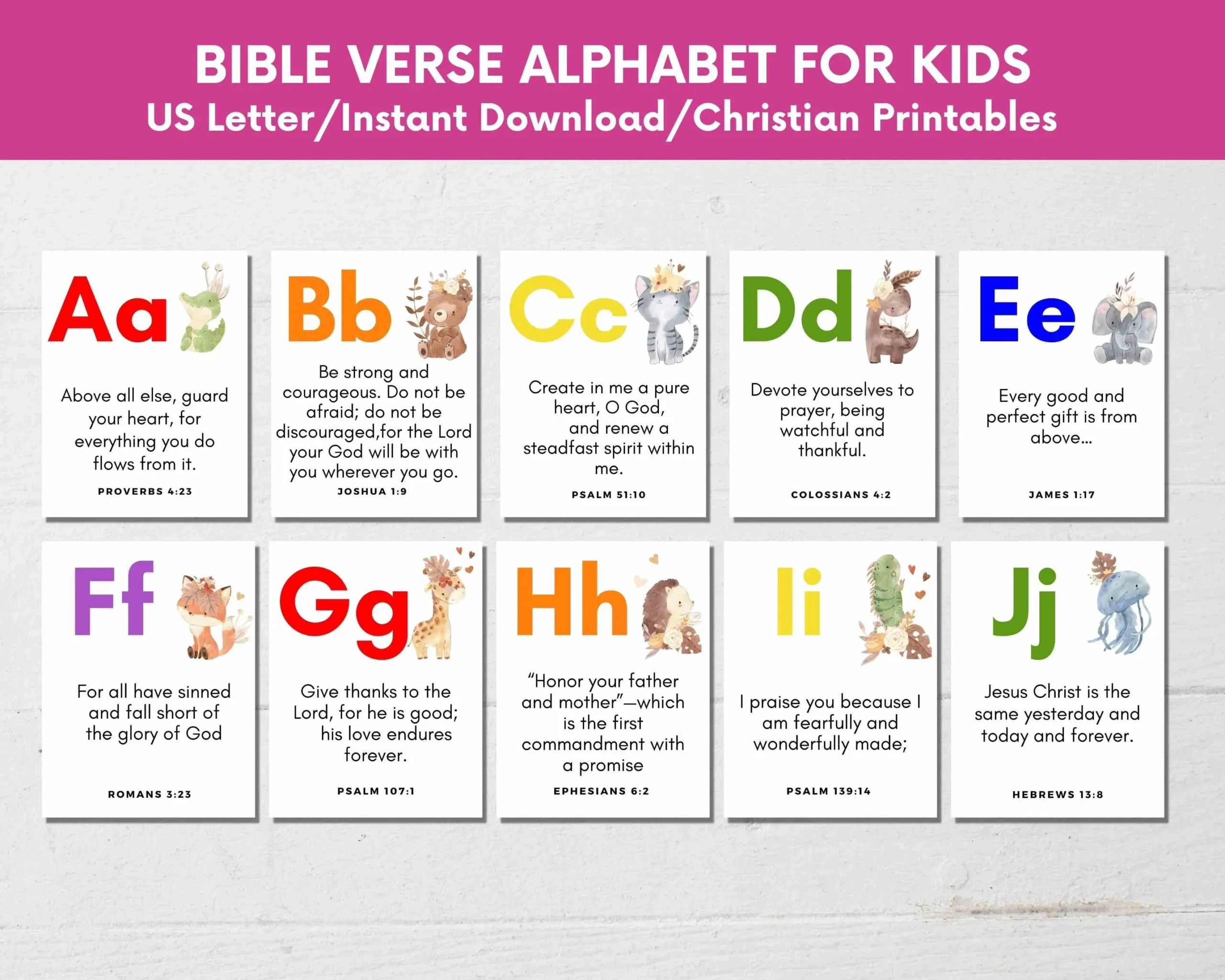 Kids ABC Bible Verse Cards Printable Scripture Toddler Learning PDF Etsy Israel