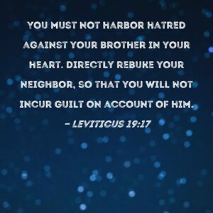 Leviticus 19 17 You Must Not Harbor Hatred Against Your Brother In Your Heart Directly Rebuke Your Neighbor So That You Will Not Incur Guilt On Account Of Him