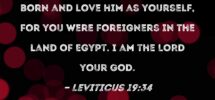 Leviticus 19 34 You Must Treat The Foreigner Living Among You As Native born And Love Him As Yourself For You Were Foreigners In The Land Of Egypt I Am The LORD Your God