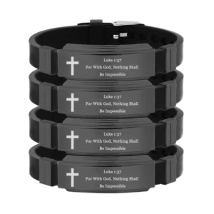 LiFashion Personalized Inspirational Bible Verse Bracelet Set For Men Adjusted Faith Wristbands Stainless Steel Silicone Scripture Quote ID Bracelets Encourage Christian Religious Gift 4 Packs Walmart