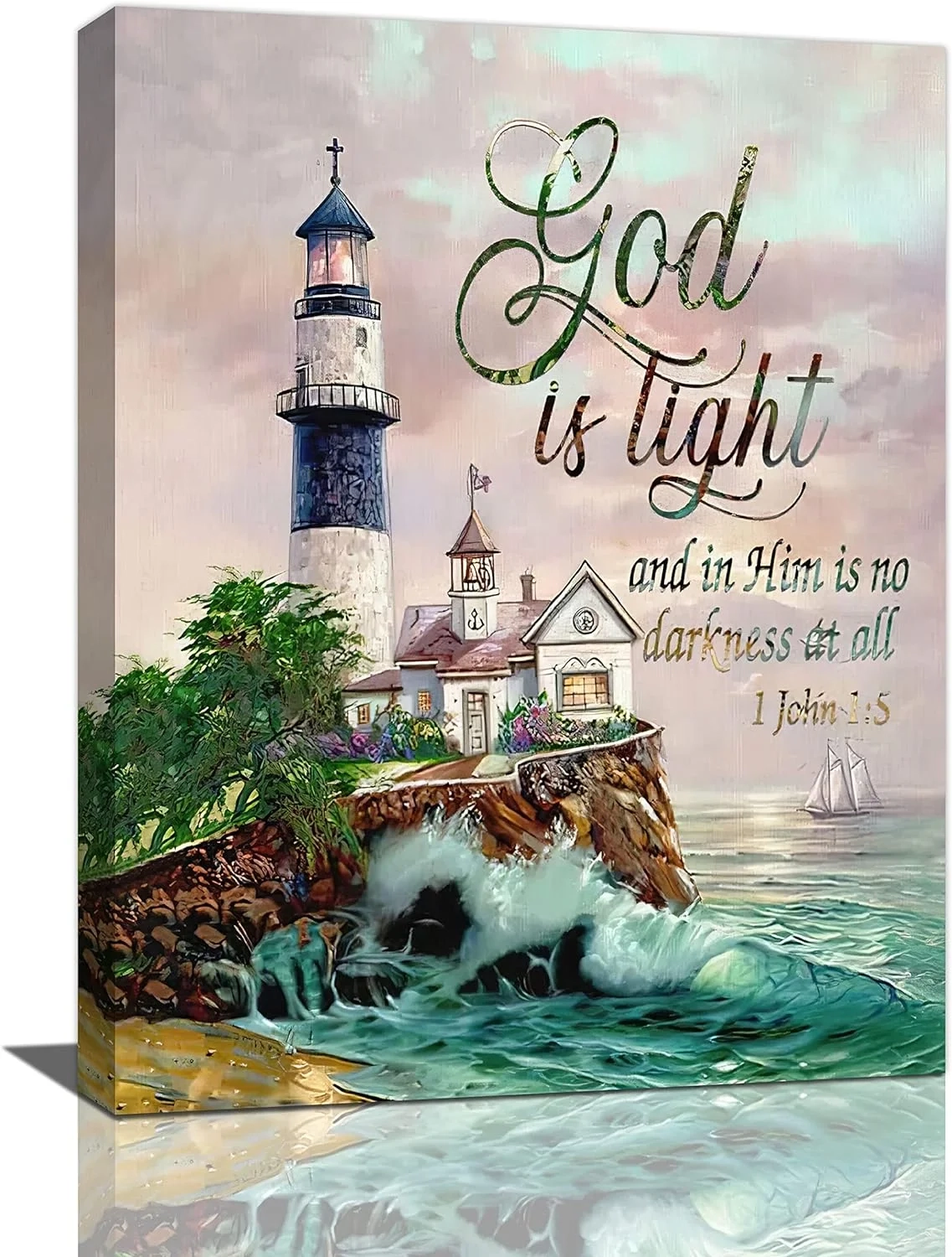 Lighthouse Wall Art Christian Beach Nautical Coastal Bible Verse Pictures Wall Decor Scripture Quotes Canvas Painting Print Artwork Modern Home Decor Framed For Living Room Bedroom Bathroom 16 12 Walmart