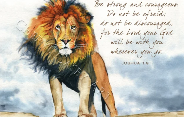 Lion Artwork Bible Verse Courage Scripture Joshua 1 9 From Watercolor Painting By Cheryl Casey Etsy Norway