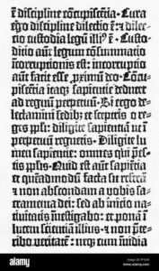 Literature Bible Page From The Bible With 36 Lines Print Possibly Johannes Gutenberg circa 1400 1468 Circa 1462 Additional Rights Clearences Not Available Stock Photo Alamy