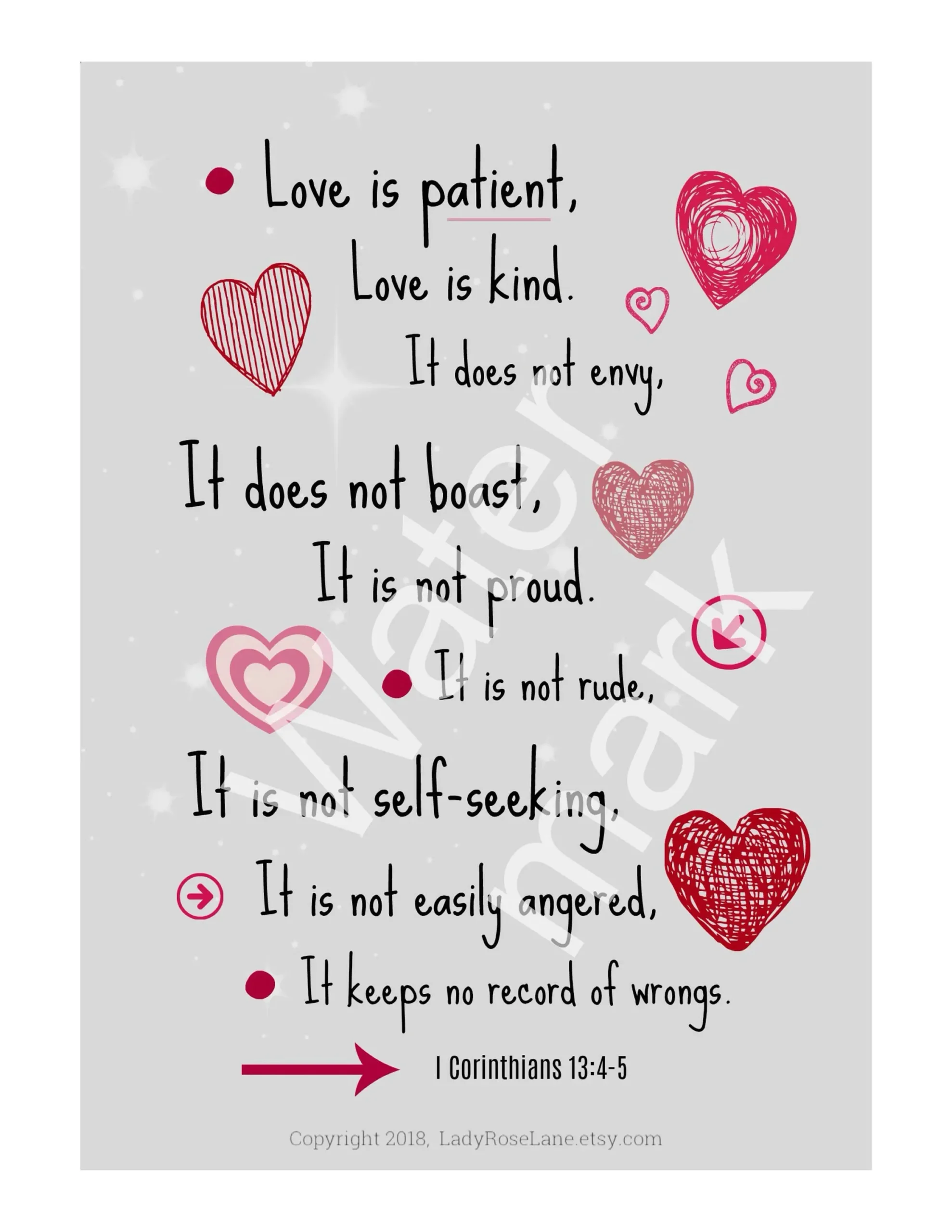 Love Is Patient I Corinthians 13 Digital Art Wall Art Love Bible Verses Love Is Kind Bible Scripture Download Etsy