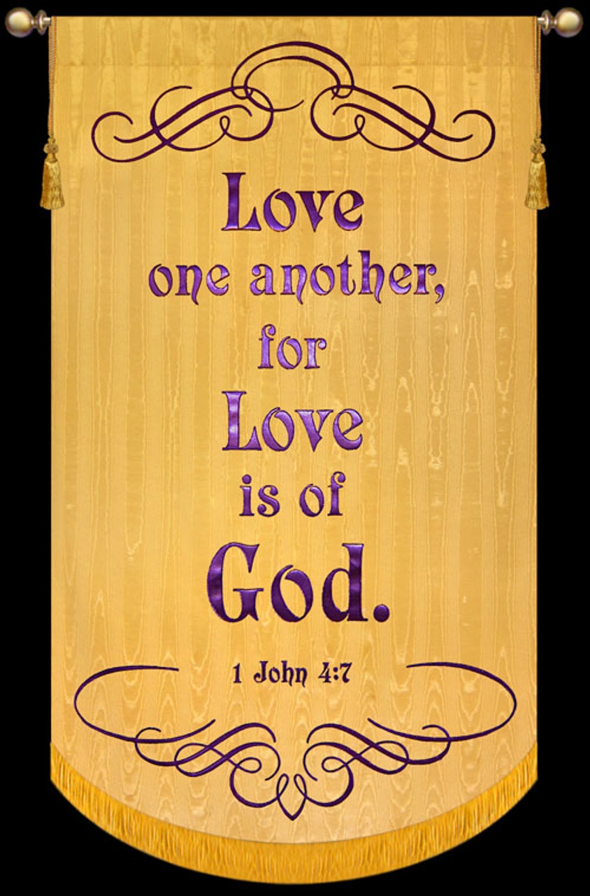 Love One Another 1 John 4 7 Gold Bible Verse Banner