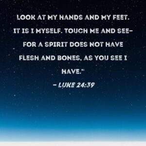 Luke 24 39 Look At My Hands And My Feet It Is I Myself Touch Me And See for A Spirit Does Not Have Flesh And Bones As You See I Have
