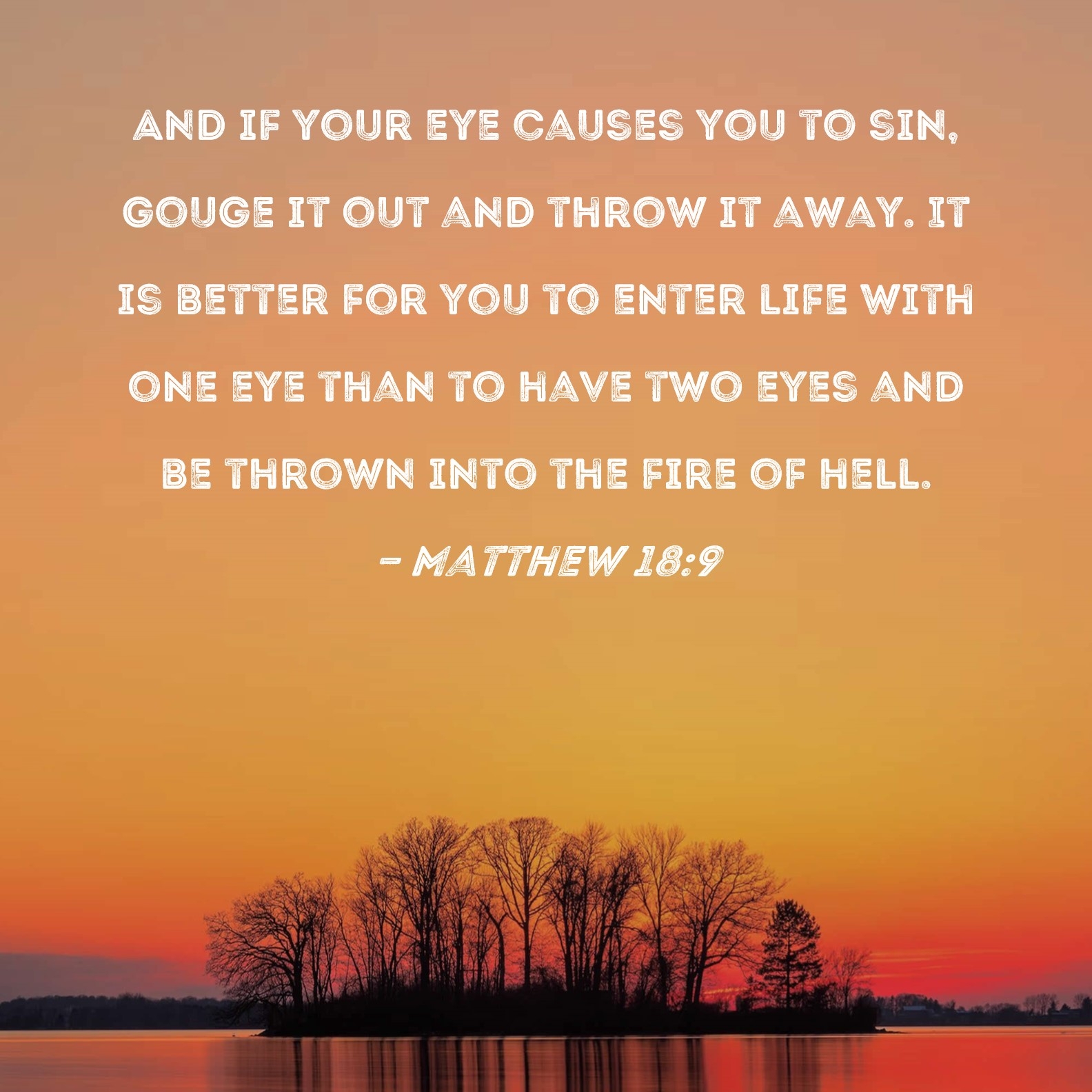 Matthew 18 9 And If Your Eye Causes You To Sin Gouge It Out And Throw It Away It Is Better For You To Enter Life With One Eye Than To Have Two