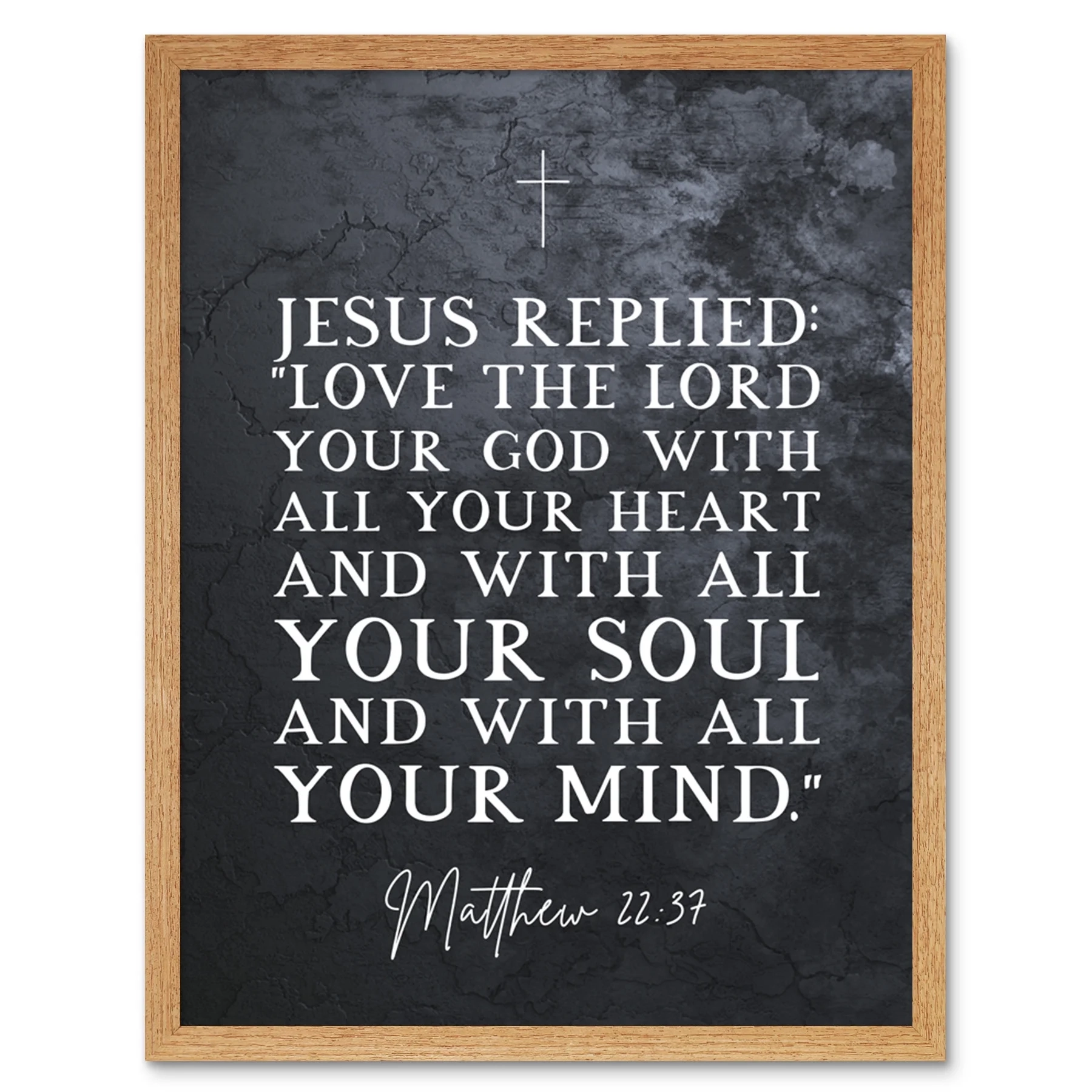 Matthew 22 37 Jesus Love The Lord Your God With All Your Heart Christian Bible Verse Quote Scripture Typography Art Print Framed Poster Wall Decor 12x16 Inch Walmart