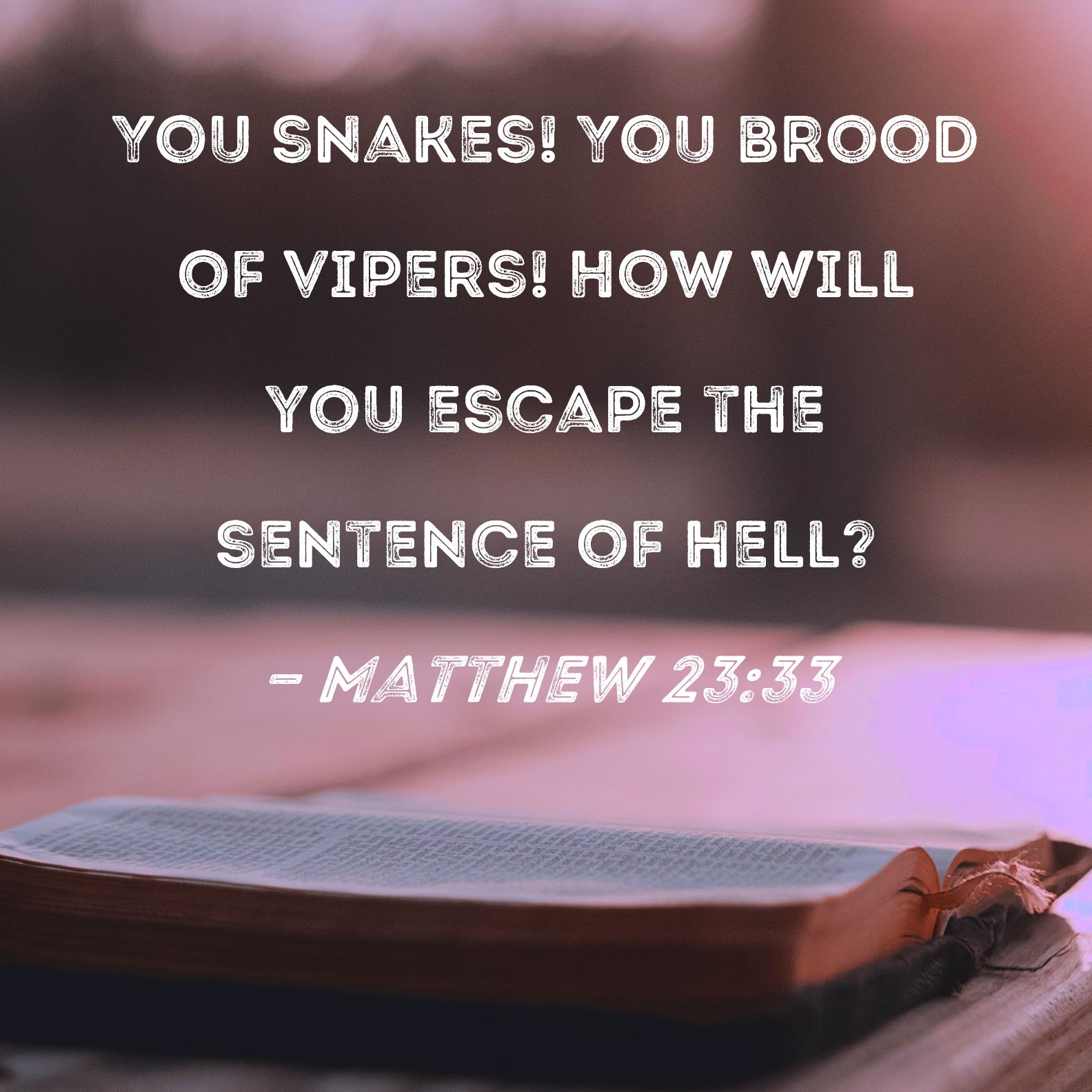 Matthew 23 33 You Snakes You Brood Of Vipers How Will You Escape The Sentence Of Hell 