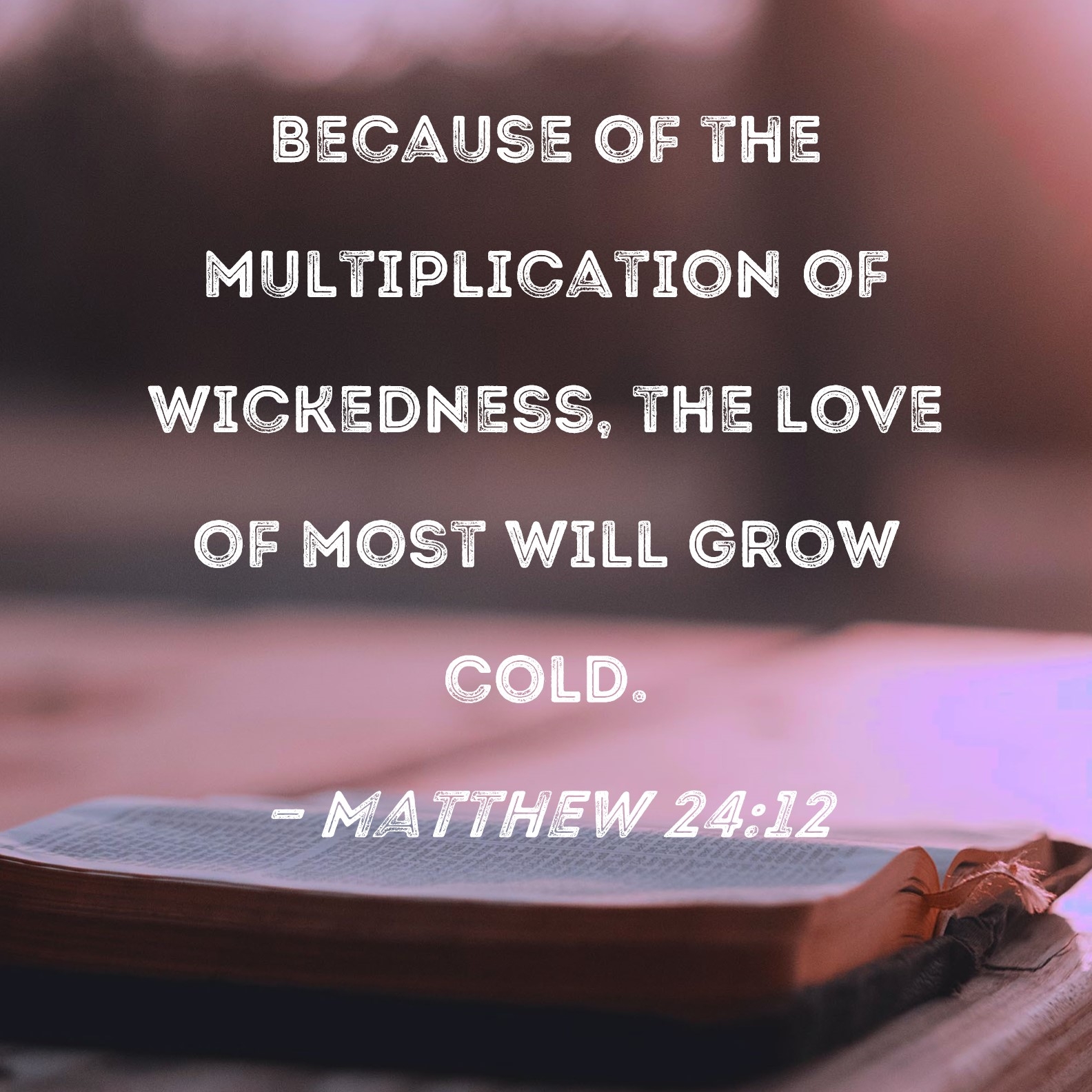 Matthew 24 12 Because Of The Multiplication Of Wickedness The Love Of Most Will Grow Cold 
