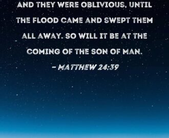Matthew 24 39 And They Were Oblivious Until The Flood Came And Swept Them All Away So Will It Be At The Coming Of The Son Of Man