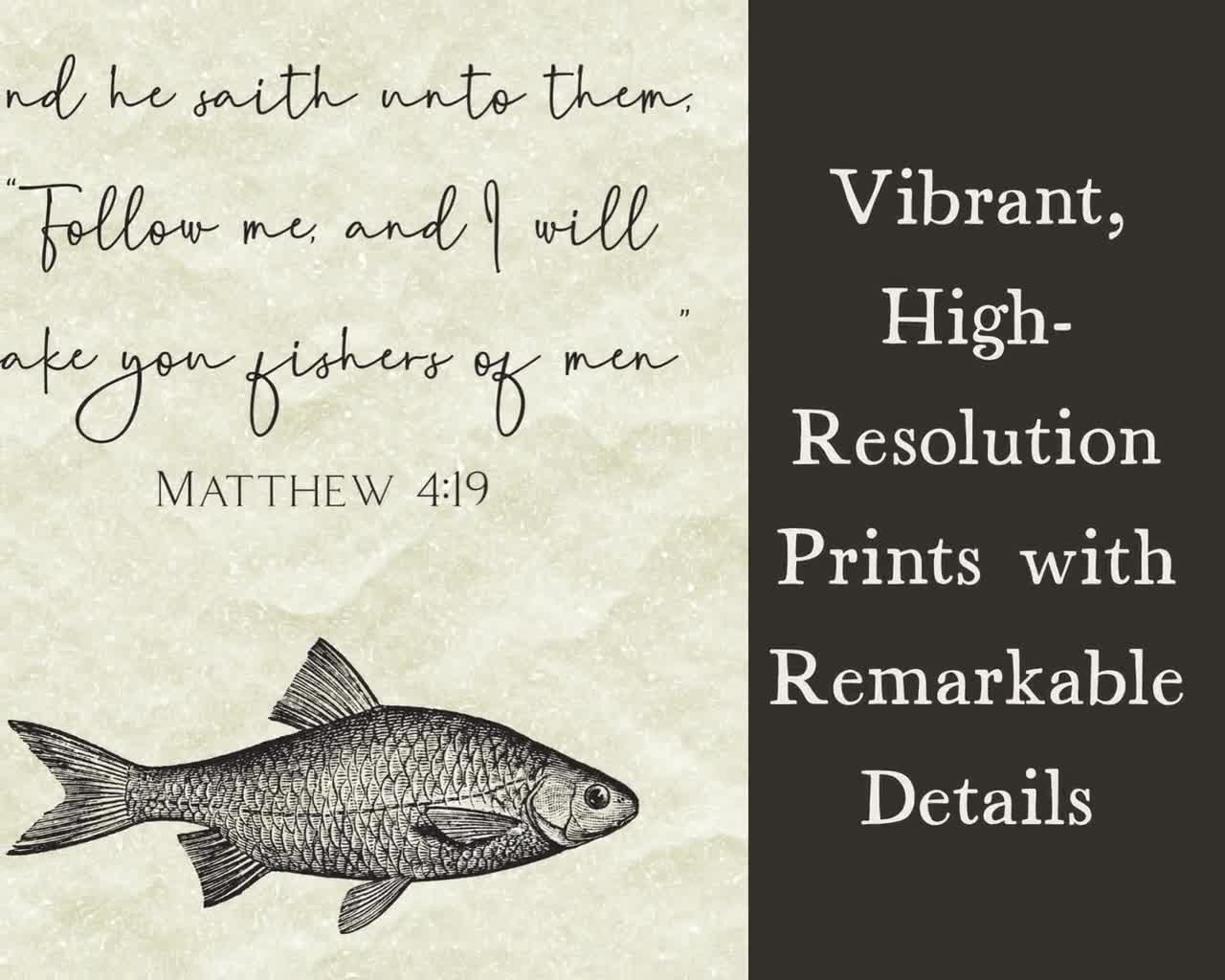 Matthew 4 19 Fishers Of Men Bible Verse Vintage Christian Decor Fisherman Scripture Art Coastal Scripture Decor digital Download Etsy