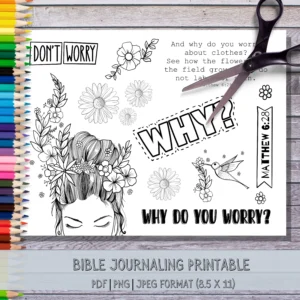 Matthew 6 28 Bible Journaling Printable PDF JPEG PNG Etsy