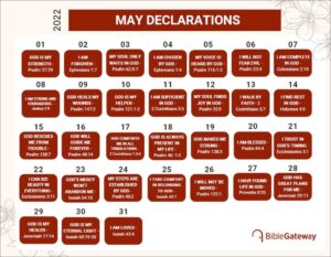 May Is Bible Declarations Month On Bible Gateway Download This Free 31 Bible Verses Calendar Bible Gateway Blog