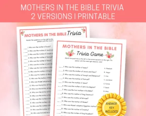 Mothers In The Bible Trivia Printable Mothers Day Bible Game Christian Mothers Day Match Up Game Bible Trivia For Kids Women Church Etsy
