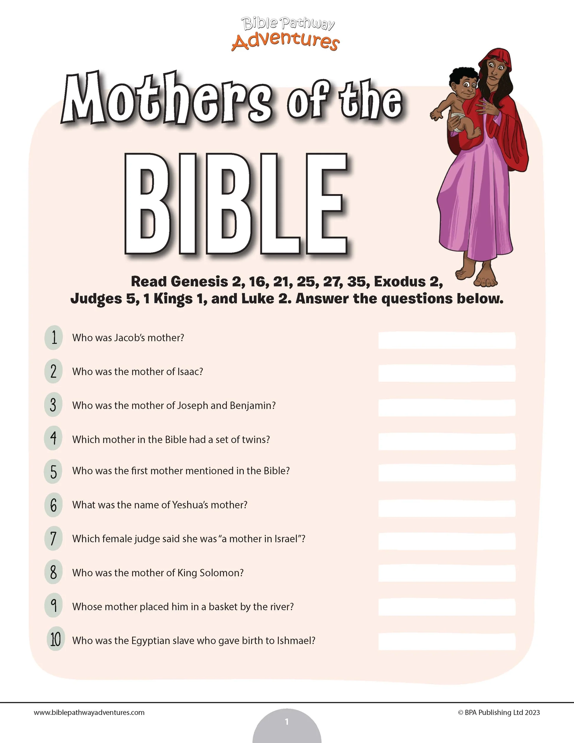 Mothers Of The Bible Quiz PDF Bible Pathway Adventures