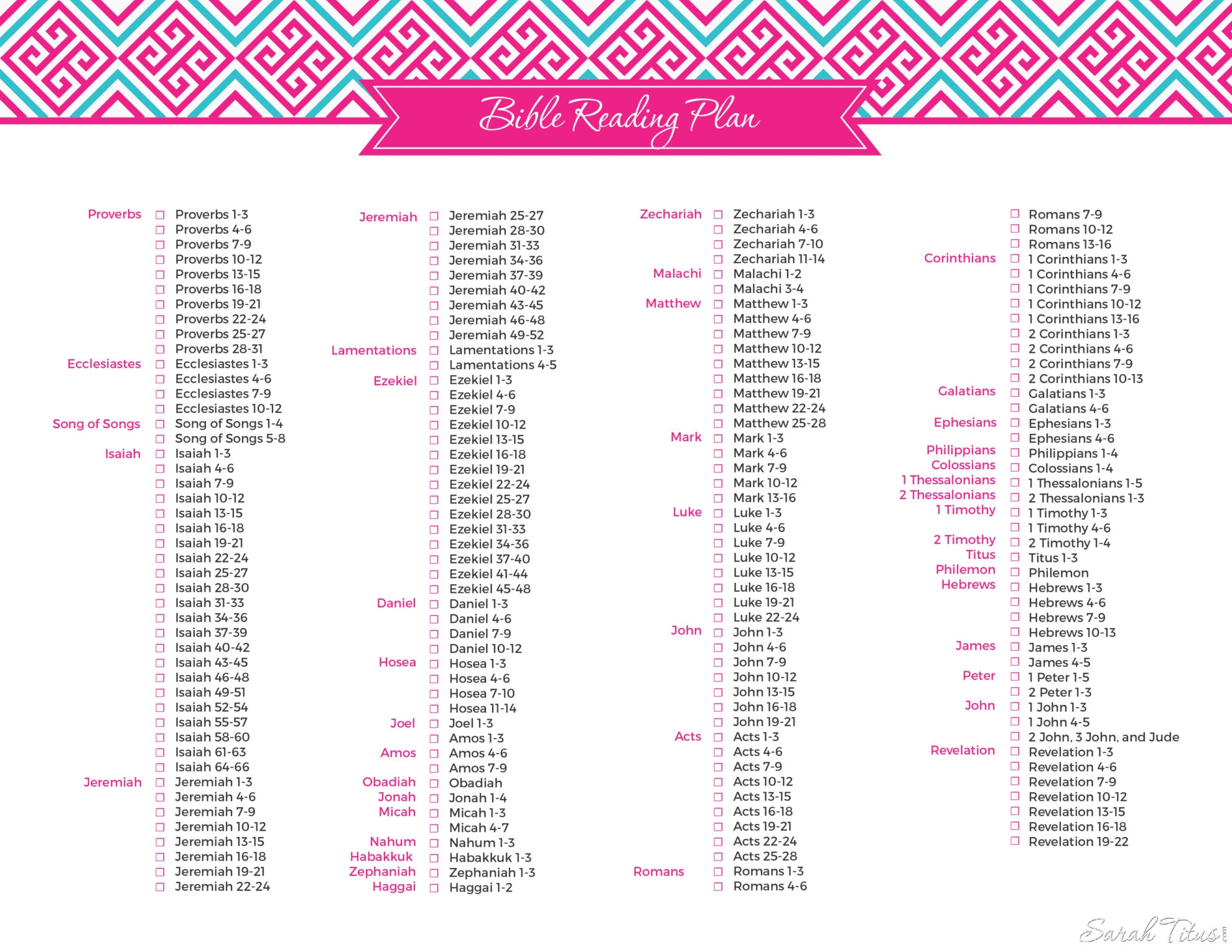 Printable 2 Year Bible Reading Plan