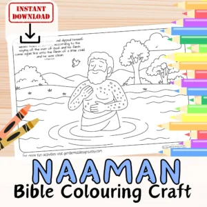 NAAMAN HEALED Of LEPROSY Walls Bible Verse Coloring In Sheet Activity For Kids Sunday School Christian Elisha Story Printable Craft Page Etsy Israel
