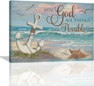 Nautical Anchor Wall Art Coastal Decor Beach Painting Bible Scripture Motivational Quotes Pictures Canvas Prints Christian Gifts Artwork For Home Office Dining Room Living Room Bathroom 16 x12 Walmart