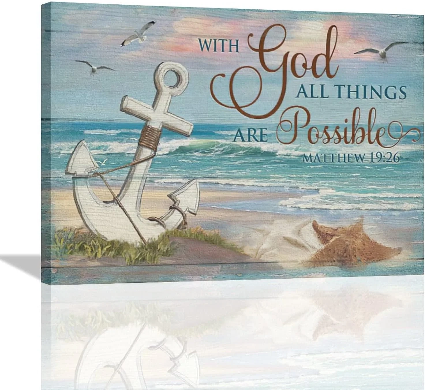 Nautical Anchor Wall Art Coastal Decor Beach Painting Bible Scripture Motivational Quotes Pictures Canvas Prints Christian Gifts Artwork For Home Office Dining Room Living Room Bathroom 16 x12 Walmart
