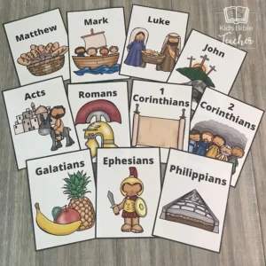 New Testament Books Of The Bible Flash Cards With Pictures For Kids Kids Bible Teacher