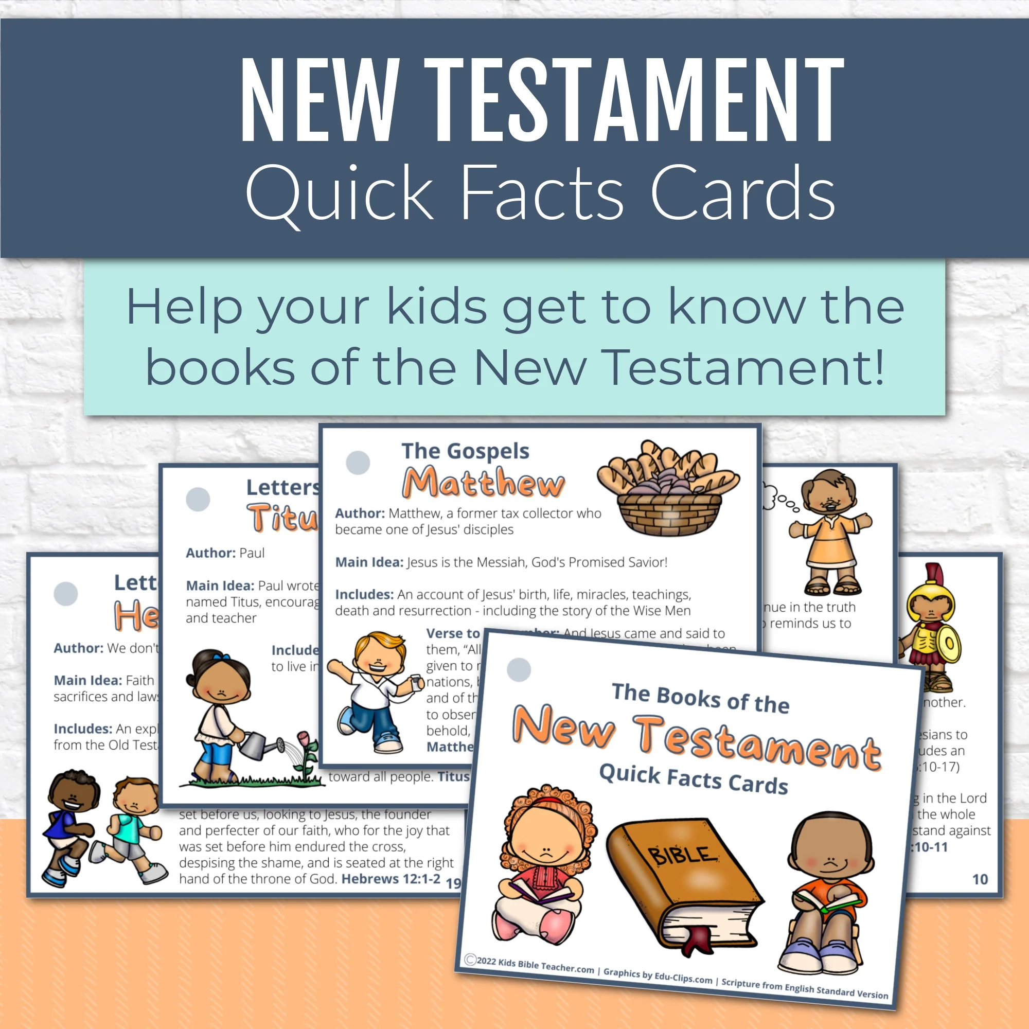 New Testament Books Of The Bible Quick Facts Cards Instant DIGITAL DO Kids Bible Teacher
