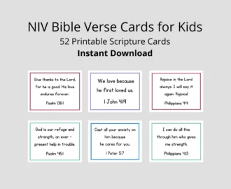 NIV Bible Verse Cards For Kids 52 Scripture Cards digital Download Etsy