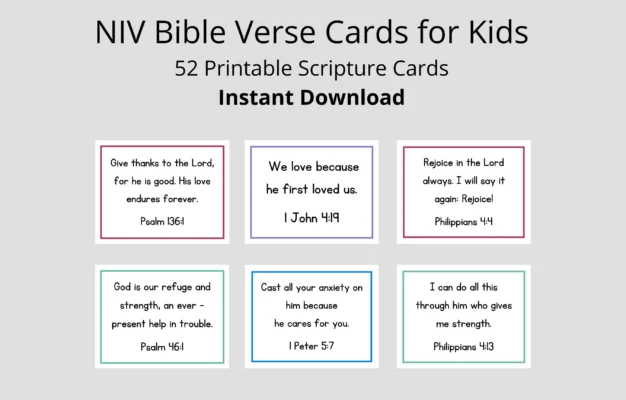 NIV Bible Verse Cards For Kids 52 Scripture Cards digital Download Etsy