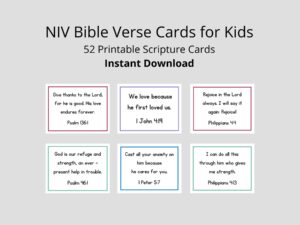 NIV Bible Verse Cards For Kids 52 Scripture Cards digital Download Etsy