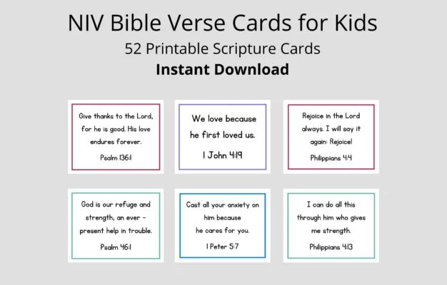 NIV Bible Verse Cards For Kids 52 Scripture Cards digital Download Etsy