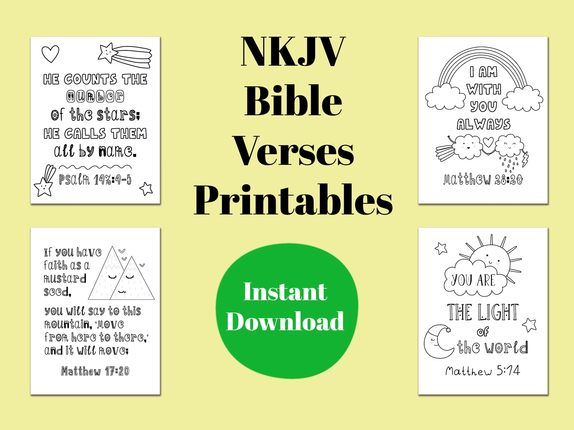 NKJV Bible Verses Coloring Pages Set Of 8 Printables Christian Orthodox Children s Bible Verses Etsy