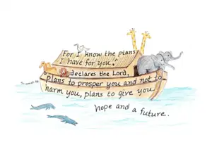Noah s Ark Bible Verse Art Print Jeremiah 29 Scripture Etsy