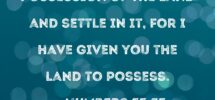 Numbers 33 53 You Are To Take Possession Of The Land And Settle In It For I Have Given You The Land To Possess