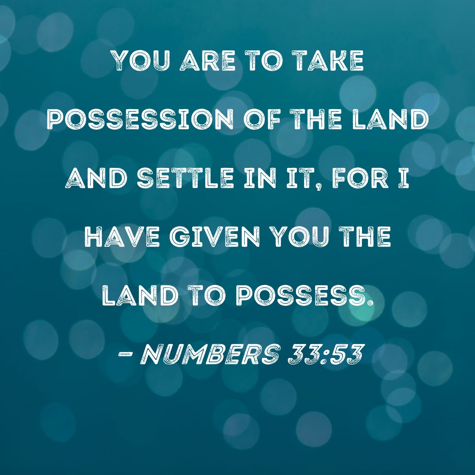 Numbers 33 53 You Are To Take Possession Of The Land And Settle In It For I Have Given You The Land To Possess 