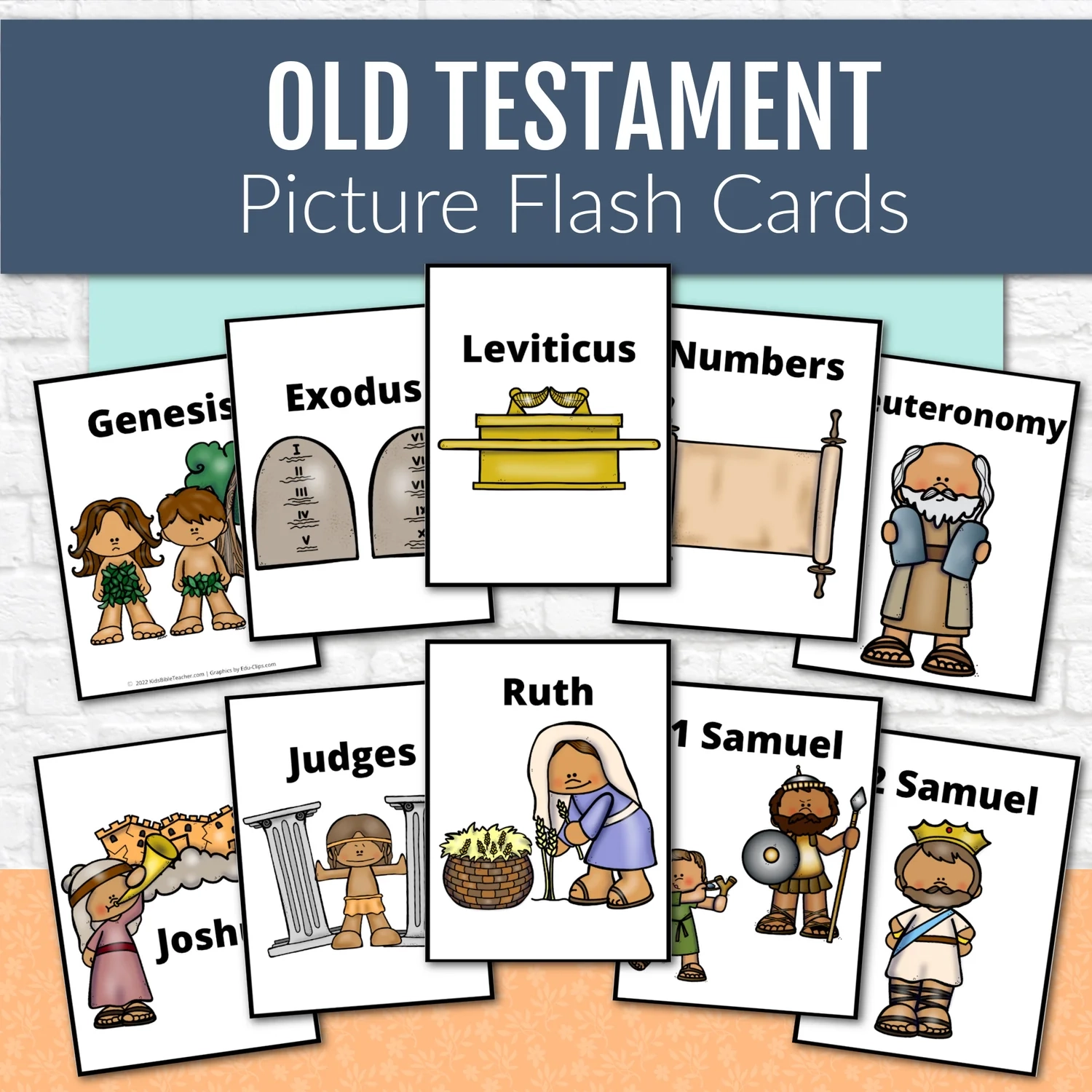 Old Testament Books Of The Bible Flash Cards With Pictures Kids Bible Teacher