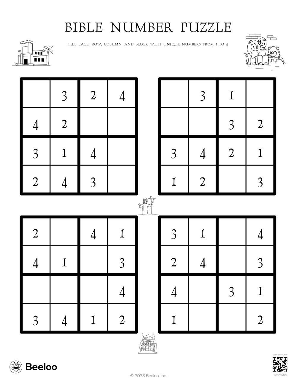 Old Testament themed Sudoku Puzzles Beeloo Printable Crafts And Activities For Kids