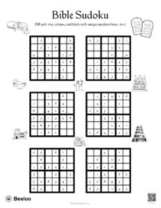 Old Testament themed Sudoku Puzzles Beeloo Printable Crafts And Activities For Kids