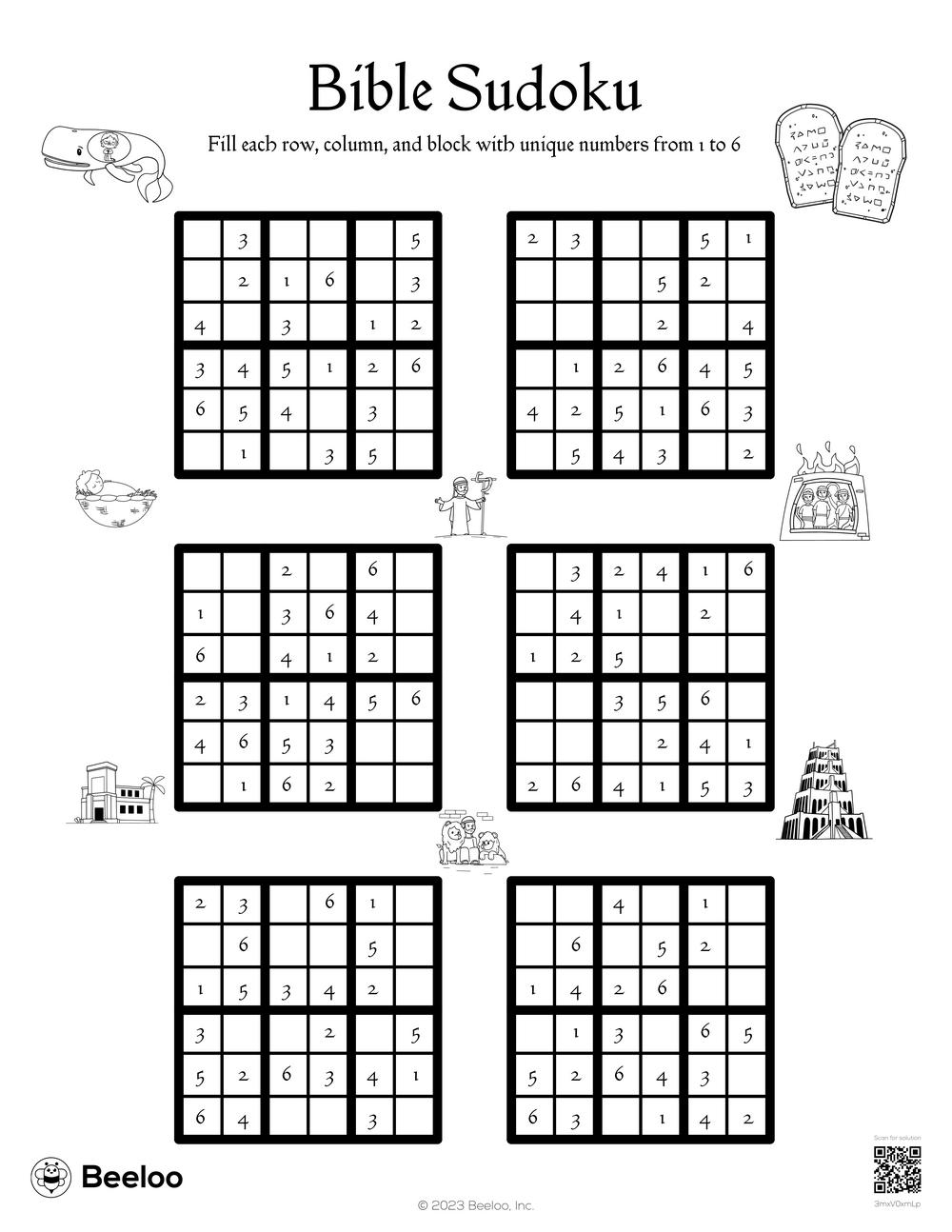 Old Testament themed Sudoku Puzzles Beeloo Printable Crafts And Activities For Kids