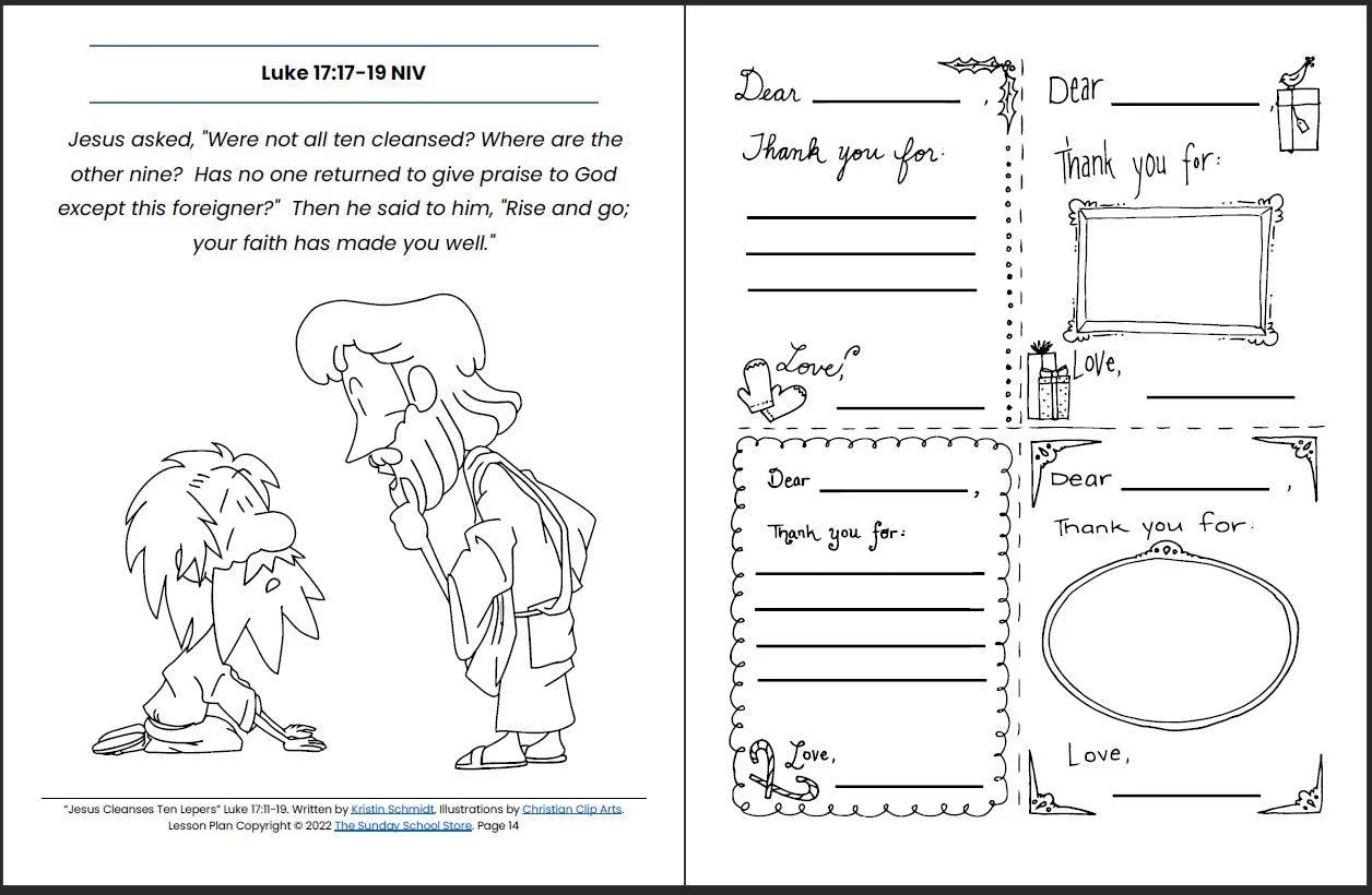 One Thankful Leper Luke 17 11 19 Printable Bible Lesson Sunday Sch Sunday School Store