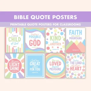 Pastel Bible Quote Posters 8 Inspirational Bible Verse Wall Art For Classroom Pastel Christian Prints Rainbow Bible Quotes Etsy