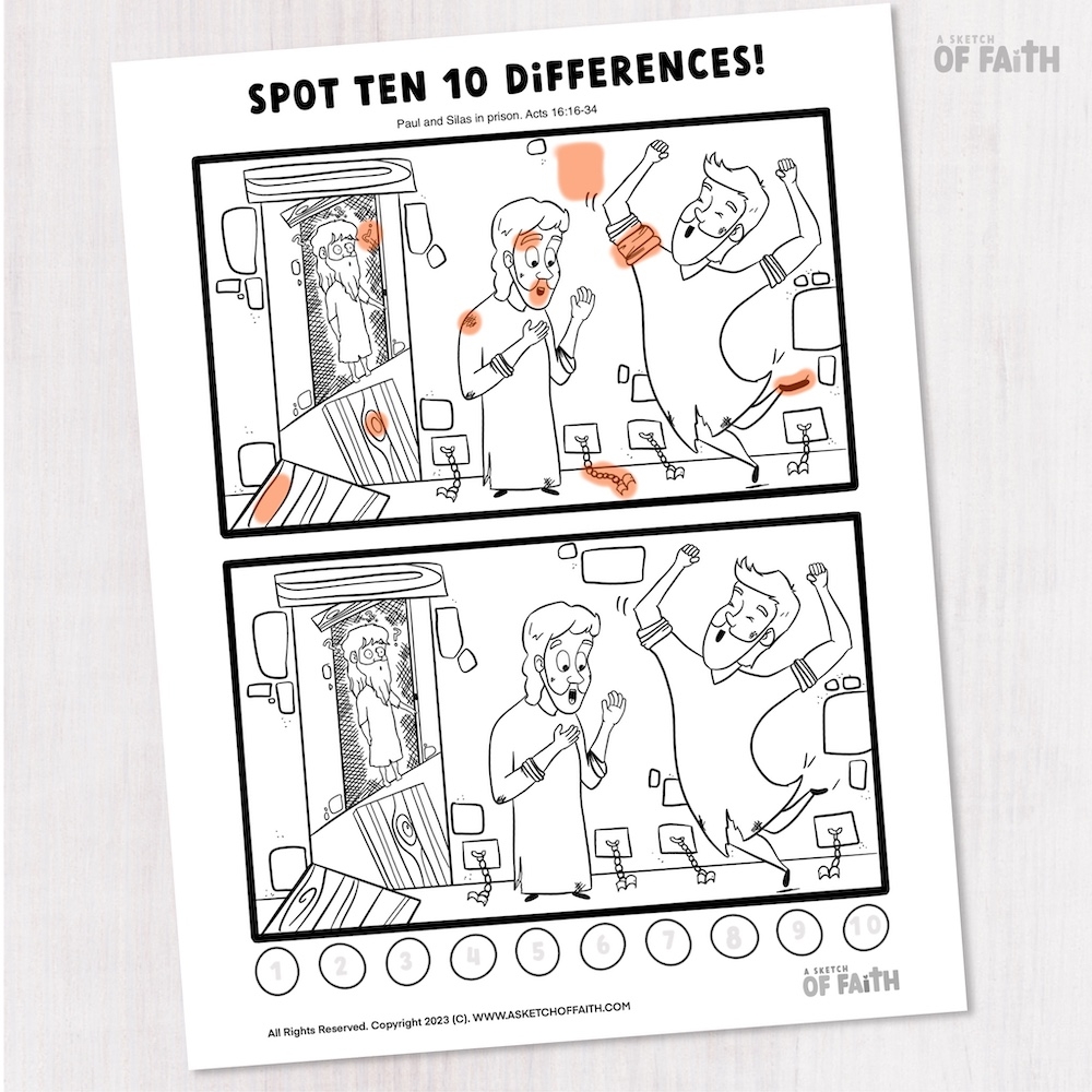 Paul And Silas Spot The Difference Easy Bible Crafts For Kids